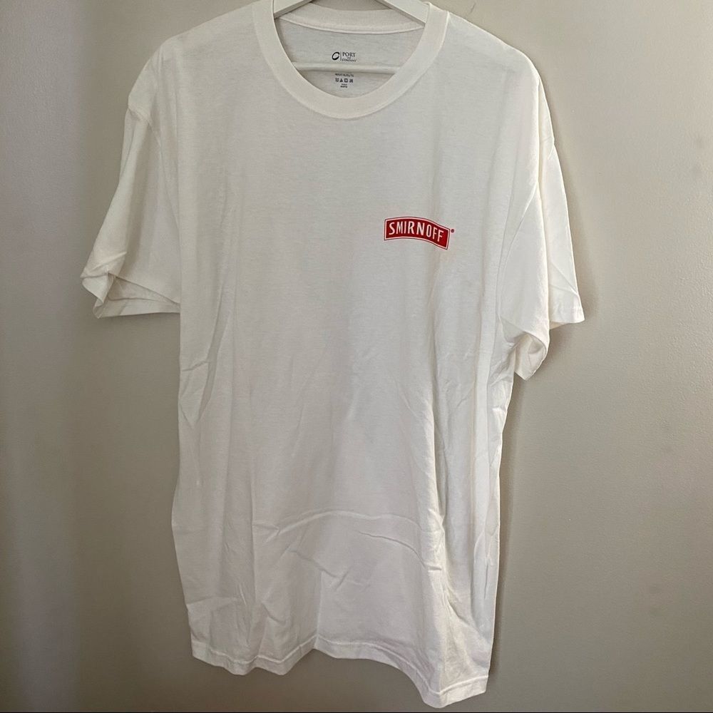 Smirnoff Logo Tee Shirt Liquor Bartender Halloween White Red Simple Classic Crew - Picture 6 of 6